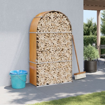 vidaXL Поставка за дърва, дървесен вид, 120x45x210 см, стомана (364582)