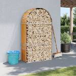 vidaXL Поставка за дърва, дървесен вид, 120x45x210 см, стомана (364582)