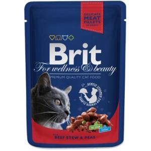 Brit Premium Cat Pouch Beef Stew & Peas пауч за котки с говеждо и грах 100gr