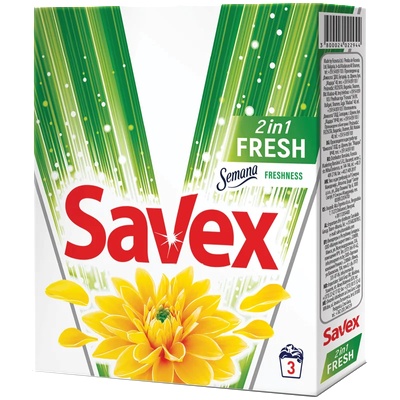 Savex 2in1 Fresh Прах за пране за бели и цветни дрехи -0.300 кг, 3 пранета (9543053)