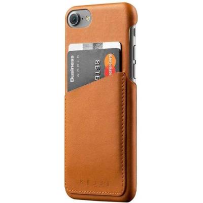 Mujjo Leather Wallet Case - кожен (естествена кожа) кейс с джоб за кредитна карта за iPhone 8, iPhone 7 (кафяв)