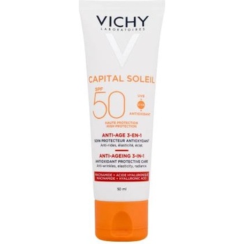 Vichy Capital Soleil Anti-Ageing 3-in-1 SPF50 слънцезащитен крем против бръчки 50 ml за жени