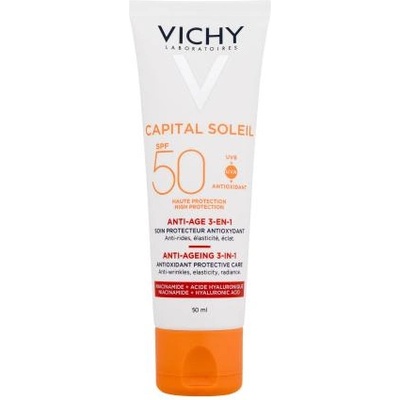 Vichy Capital Soleil Anti-Ageing 3-in-1 SPF50 слънцезащитен крем против бръчки 50 ml за жени
