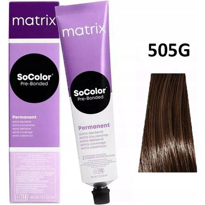 Matrix SoColor Pre-Bonded Permanent Extra Coverage Hair Color 505G Light Brown Gold 90 ml