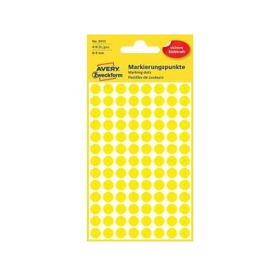 Etikety kruhové 8mm Avery žlté AV003013