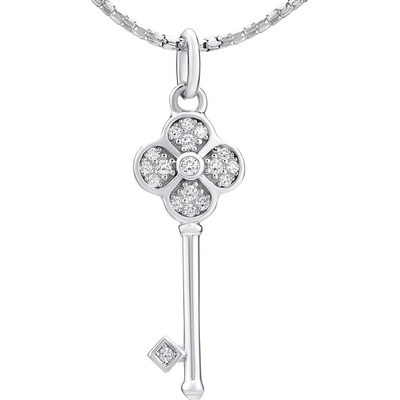 SILVEGO strieborný prívesok Kĺúč so Swarovski ® Zirconia MWP13714S