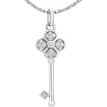 SILVEGO strieborný prívesok Kĺúč so Swarovski ® Zirconia MWP13714S