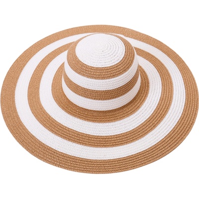 Dámský klobúk prúžkovaný hnedo-biela