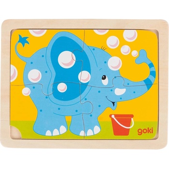 Goki Детски дървен пъзел Goki - Слон (57487)