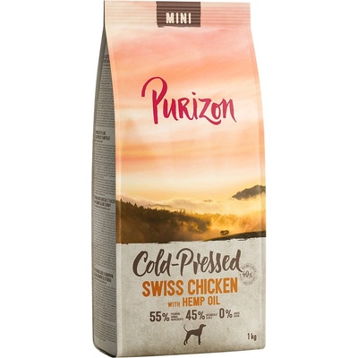 Purizon Coldpressed Mini švajčiarske kura s konopným olejom 4 x 1 kg