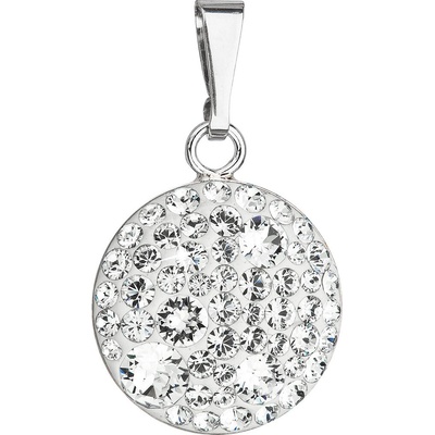 Pavona Strieborný prívesok s krištáľmi Swarovski biely okrúhly 34225.1