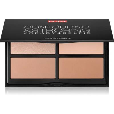 PUPA Milano #READY4SELFIE Contouring & Strobing контурираща палитра за лице с избелител цвят 002 Medium Skin 175 гр