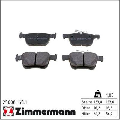 Sada brzdových platničiek kotúčovej brzdy ZIMMERMANN 25008.165.1