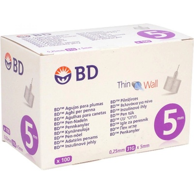 BD 31G Inzulinové jehly 0,25 x 5 mm 100 ks – Zboží Mobilmania
