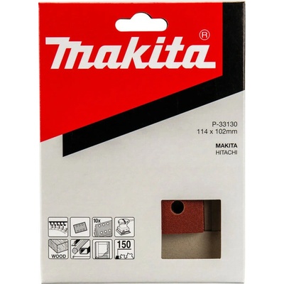Brúsny papier 114 x 102 mm, suchý zips, 6 otvorov, zrnitosť 150 (10 ks) MAKITA P-33130
