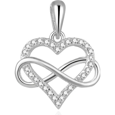 Beneto Romantický stříbrný přívěsek se zirkony Nekonečná láska AGH542L