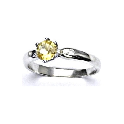 Čištín zlatý s diamanty a přírodním citrínem pálený bílé zlato VLZDR048