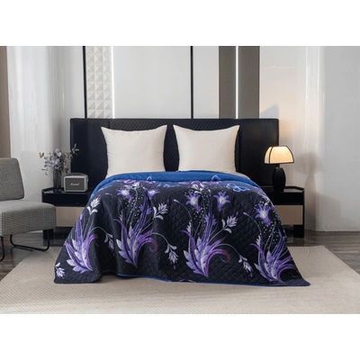 Textilomanie přehoz na postel VIOLET BUTTERFLY tmavě modrý 220 x 240 cm