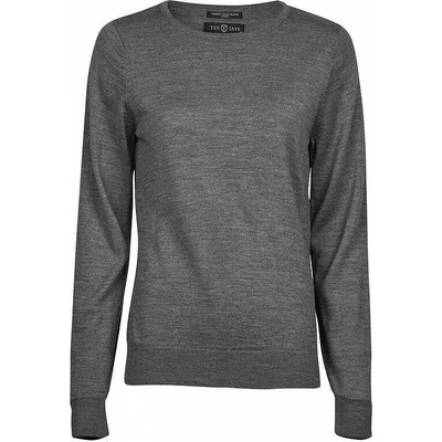 Tee Jays Dámský merino svetr s kulatým výstřihem šedá melír – Hledejceny.cz