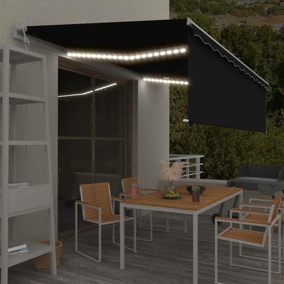 vidaXL Automatická markýza roleta LED a senzor větru 5x3 m antracitová – Zboží Mobilmania