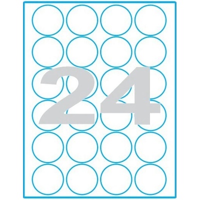 MP print etikety samolepící A4, průměr 40 mm, 24ks/arch, 100 archů, reflexní žluté