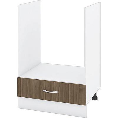 ИРИМ Долен шкаф за вградена фурна с чекмедже Сити БО-36 бяло гладко / орех адмирал 60 см