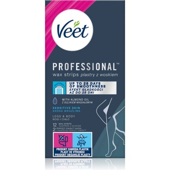 Veet Professional Sensitive Skin восъчни ленти за епилация за чувствителна кожа 12 бр