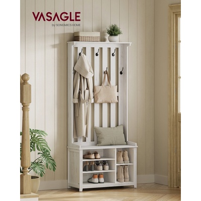 VASAGLE Předsíňová stěna Vintage 81 x 180 x 35 cm bílé dřevo – Zboží Dáma