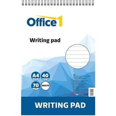 Office1 Пад, a4, широки редове, бели листове, спирала, мека корица, 40 листа (992-оп.10)