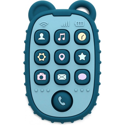 Malý Ježko silikon hryzadlo Pop It 2v1 Smartfón dark blue