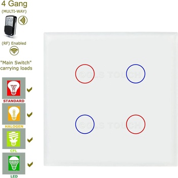 Image 1 of SUMMAO Rf Сензорен ключ за осветление с дистанционно - четворен - 40536