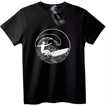 NOONEBRAND Тениска Сърфър вълна - 2XL, Black