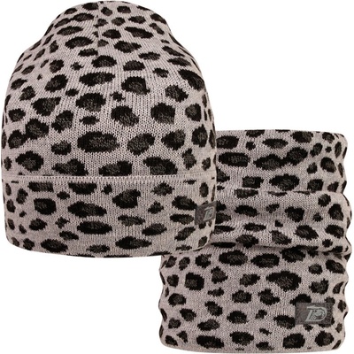 Dráče Merino pletená čiapka Dráča Urban čierna šedá leopard Čierná