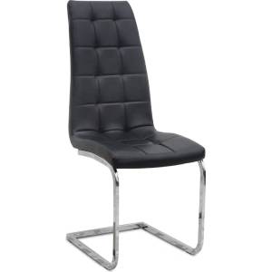 TopMebel Трапезен стол Vela TopMebel от PU кожа в черен цвят с хромирана основа 41x61x107cm