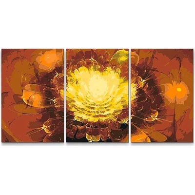 Painting Queens Painting Queens Zlatá květina sada 3 ks 40 x 60 cm na rámu PBNSET/03GOLDENFLOWER/40 x 60_40 x 60_40 x 60/W