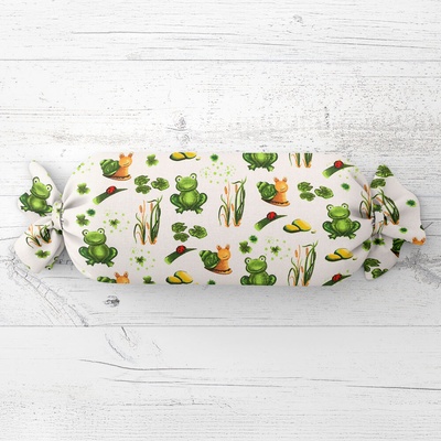 Biante vankúš valec bonbon Sandra SA-609 Žabky a slimáky na bielom 15x40