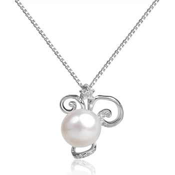 Lillian Vassago Strieborný náhrdelník znamenie Kozorožca s perlou a zirkónmi LLVY-SN015KR