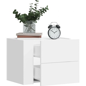 vidaXL Нощно шкафче за стенен монтаж, бяло, 45x30x35 см (848325)