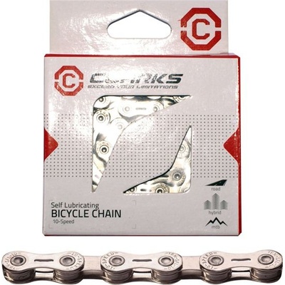 Clarks Cyklistický reťazec YBN CSL-H10CR SHIMANO CAMPAGNOLO SRAM (10 rýchlostí, 1/2x11/128 116 článkov, 5,9 mm, článok reťaze, Super Light, Chrome) Samomazný strieborný