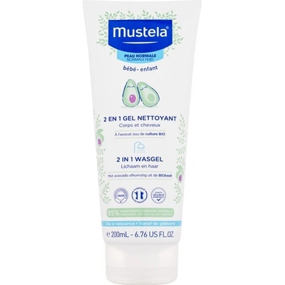 Mustela Bébé 2 in 1 Shower Gel dětský šetrný sprchový gel 2v1 pro děti od narození 200 ml