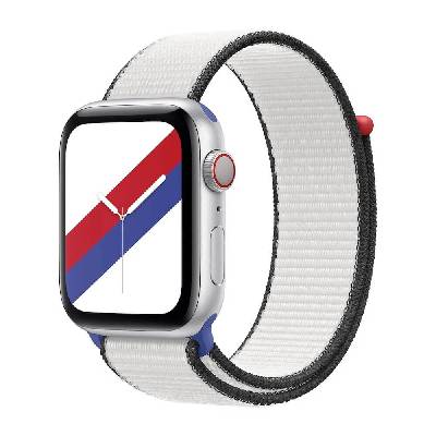 South Korea Sport Loop - оригинална текстилна каишка за Apple Watch 42мм, 44мм, 45мм, 46мм, Ultra 49мм (бял-черен)