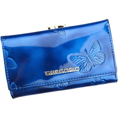 Kožená peňaženka stredných rozmerov s motýlikmi BT108 modrá