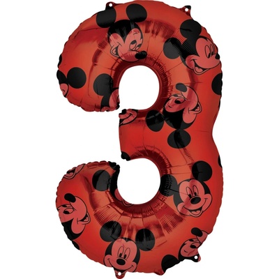Amscan Balónik fóliový narodeninové číslo 3 Mickey Mouse 66 cm