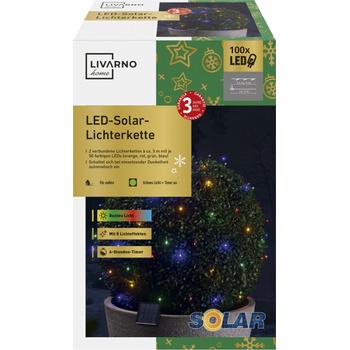 LIVARNO home Solární světelný LED řetěz 100 LED barevná