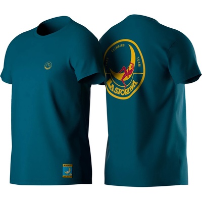 La Sportiva Мъжка тениска La Sportiva Climbing On The Moon T-shirt - Turchese / Giallo (216-2546-0312)