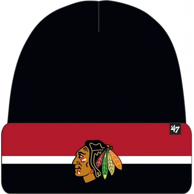 47 Brand pánska zimná čiapka Chicago Blackhawks Split Cuff 47 Cuff Knit Black