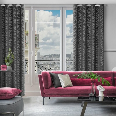 Takoy PIERRE CARDIN záves INGA z matného zamatu s žakárovým geometrickým vzorom 140 x 250 cm-HF-386971 | 140 x 250 cm