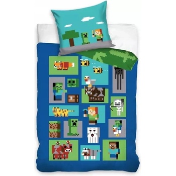 Carbotex Minecraft: Пиксел свят двулицев комплект спално бельо - 140 x 200 cm (MC002-PP)