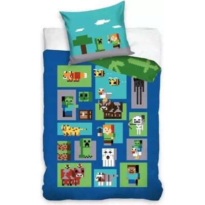 Carbotex Minecraft: Пиксел свят двулицев комплект спално бельо - 140 x 200 cm (MC002-PP)