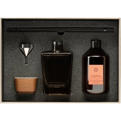 Locherber Milano Dárková sada s vůní CITRUS CORAL aroma difuzéru + náplň 500 ml + tyčinky + trychtýřek + víčko z ořechového dřeva